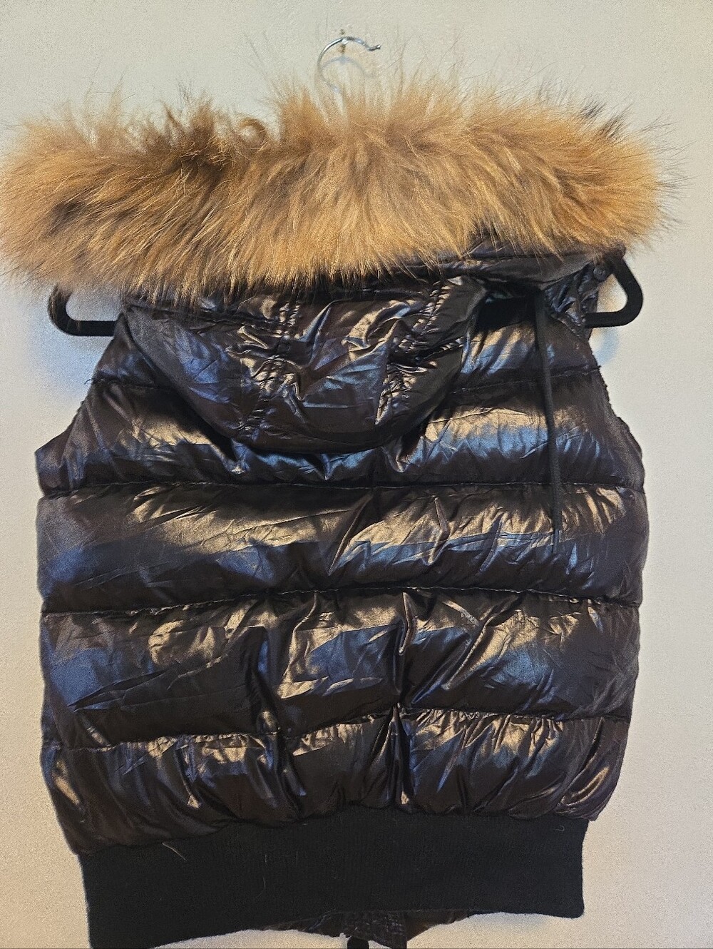 Moncler Grenoble Down Puffer Vest Fur Lined Hood Black Womens Size 1 US Small - Picture 6 of 15